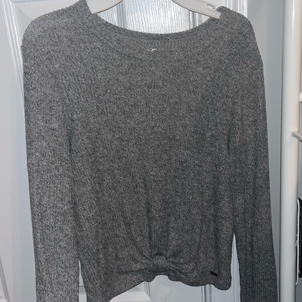 Gray Hollister sweater-knit shirt size medium, but fits a little smaller